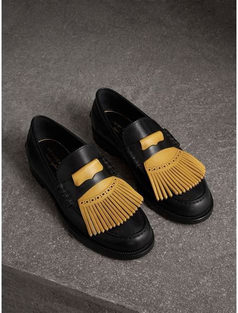 burberry leather fringe|Leather Cobble Fringe Loafers in Loch .